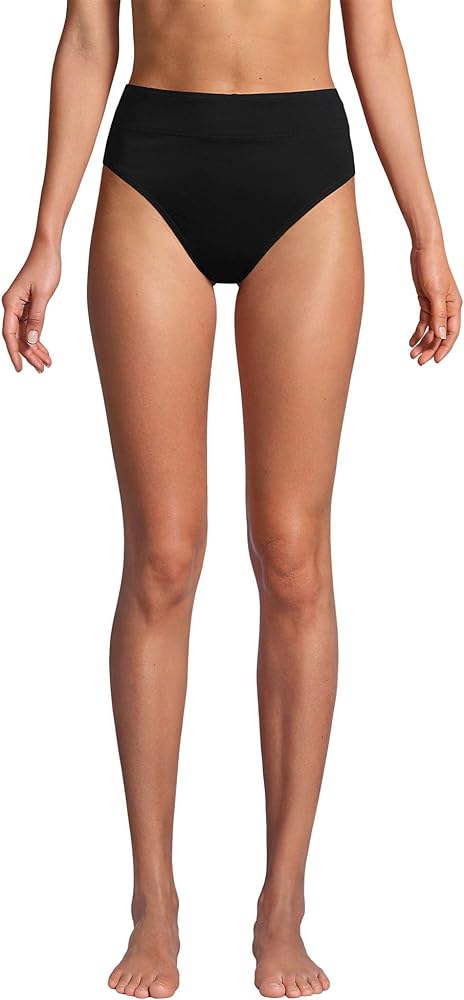 Lands' End Women's Chlorine Resistant High Leg High Waisted Bikini Swim Bottoms