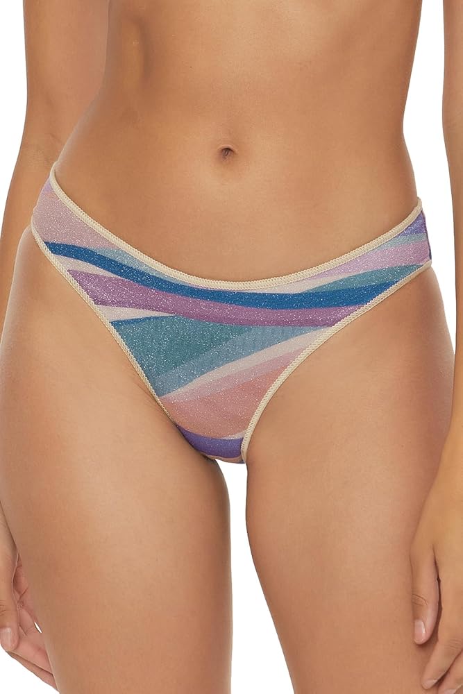 Becca by Rebecca Virtue Women's Standard Sound Waves Shirred Hipster Bikini Bottom, Cheeky Coverage, Swimwear Separates, Multicolor