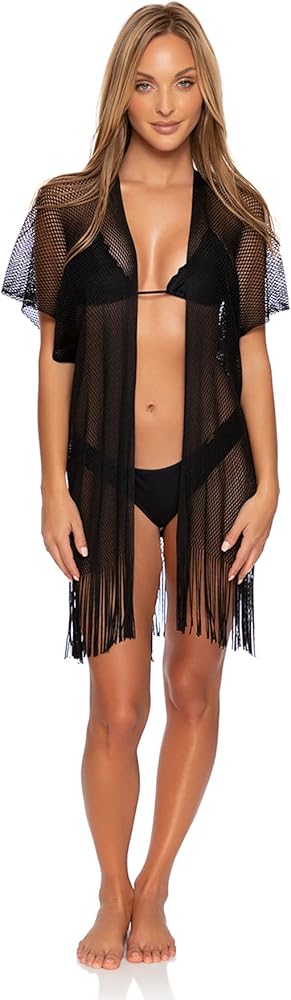 Luli Fama Golden Queen Fring Short Caftan Cover-Up