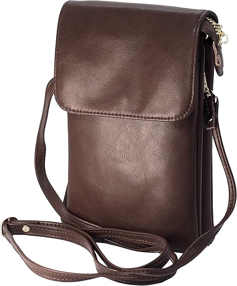 BAWAKO Bolso bandolera de cuero para mujer, bolso de hombro elegante con cremallera para mujer y niña, bolso pequeño portátil