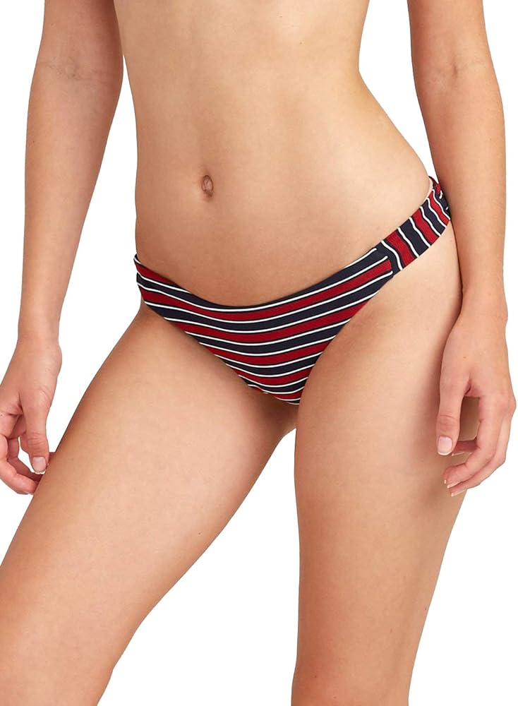 RVCA Women's Standard Red White Medium Coverage Bikini Bottom