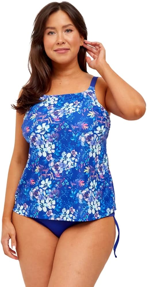 Women Mastectomy Pocketed Tankini Two-Piece Swimsuit