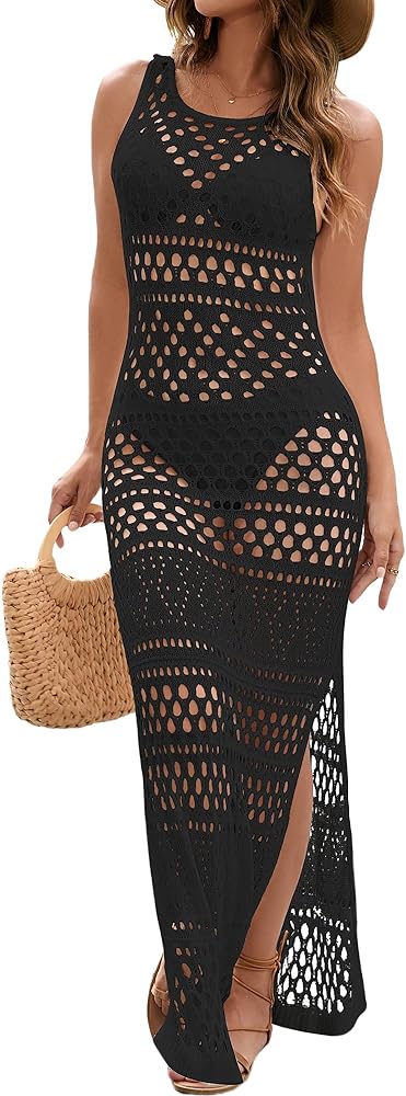 Bsubseach Swimsuit Cover Up Long Dress for Women Hollow Out Swim Coverup Fashion Summer Outfit