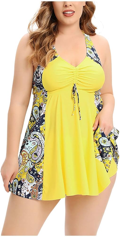 Firzero Womens 2 Piece Swimsuits Full Coverage Bottoms Plus Size Tankini Swimsuit Tank Top Tummy Control Bathing Suits