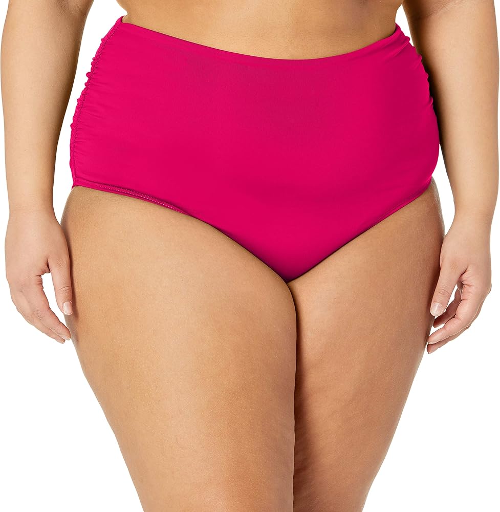 Anne Cole Plus - Convertible High Waist Shirred Swim Bottom