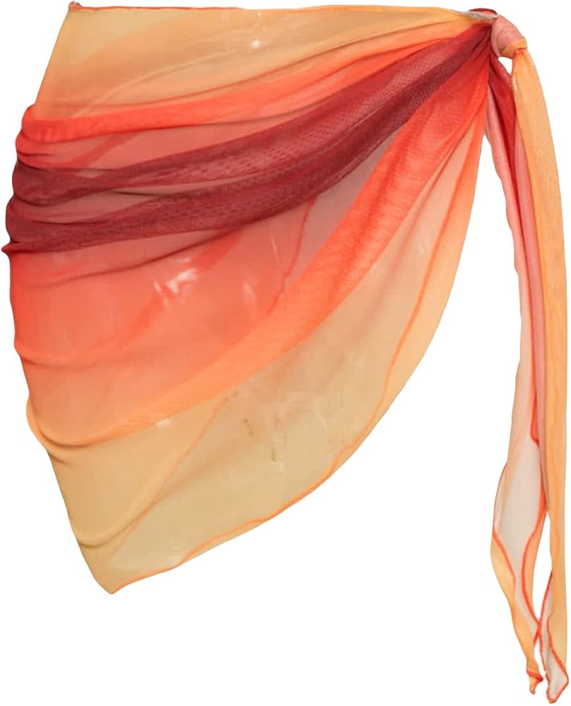 WDIRARA Women's Sheer Mesh Ruched Tie Side Cover Up Beach Skirt Swimwear