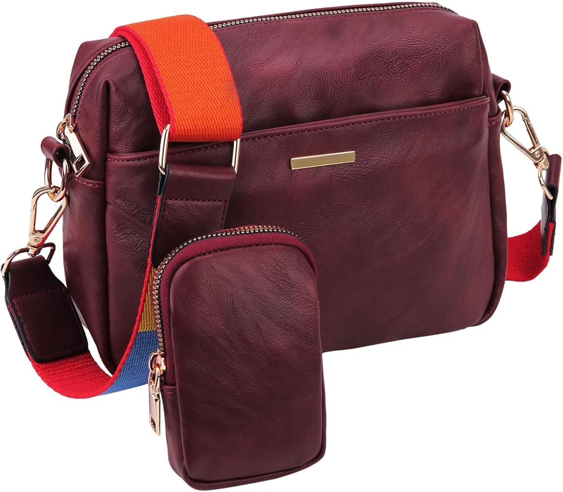 VX VONXURY Bolso cruzado pequeño para mujer, bolso cruzado de cuero suave vegano, bolsos de hombro con correas anchas para damas