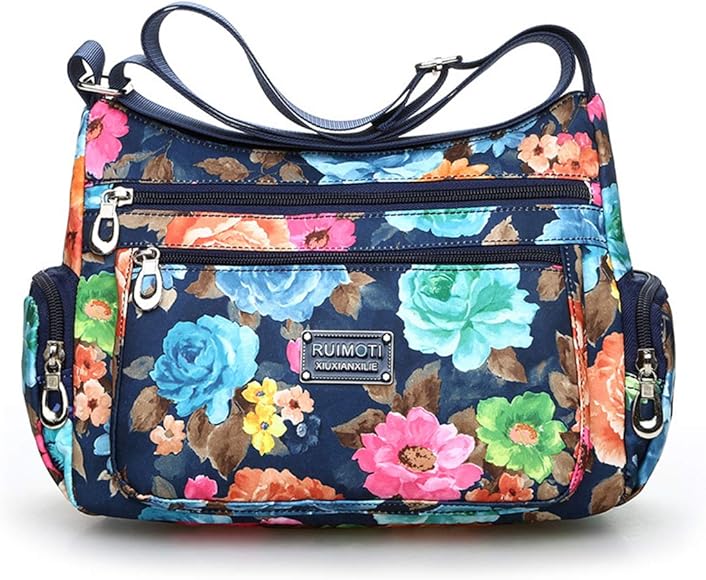 NOTAG Bolsos cruzados para mujer, bolso de hombro de nailon floral, multibolsillos y bolsos de mano