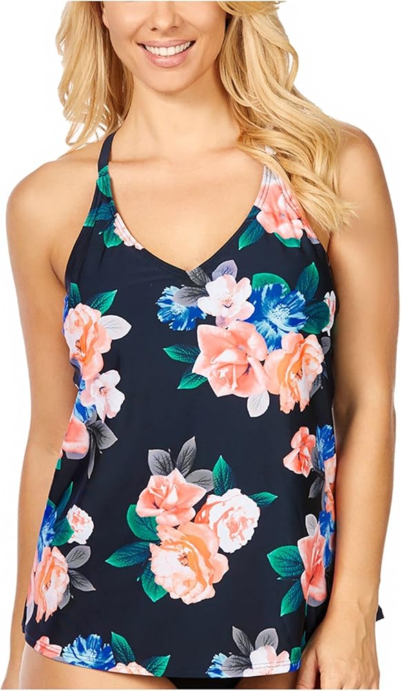 Women's Floral Kauai Bloom Racer-Back Underwire Tankini Top (US, Numeric, 6, Regular, Regular, Kauai Bloom)