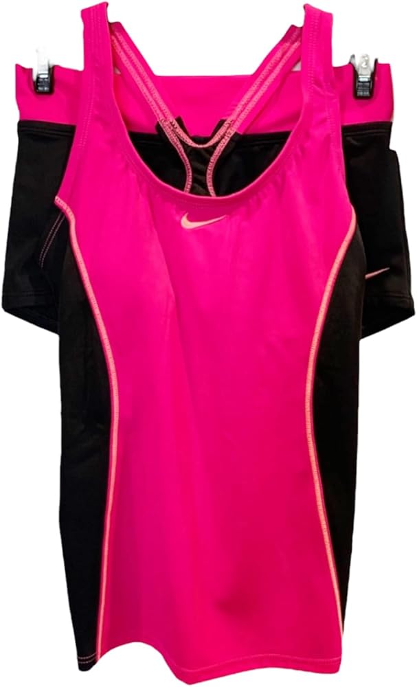 Nike Women's Standard Color Surge Powerback Tankini Swimsuit Set Pink/Black