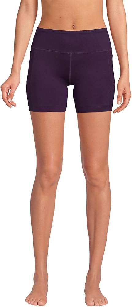 Lands' End Women's Chlorine Resistant High Waisted 6" Bike Swim Shorts with UPF 50