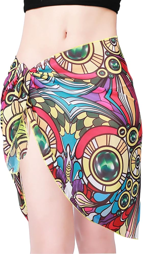 Women's Chiffon Beach Sarong, Semi-Sheer Swimsuit Cover Up, Bathing Suit Wrap Skirt