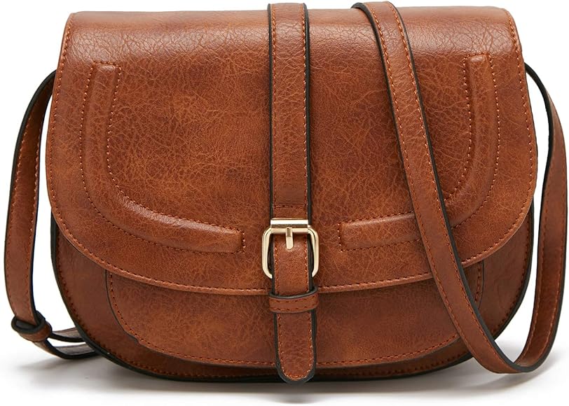 DCCN Bolso de hombro de cuero de PU para mujer Bolso de hombro pequeño Retro Marrón