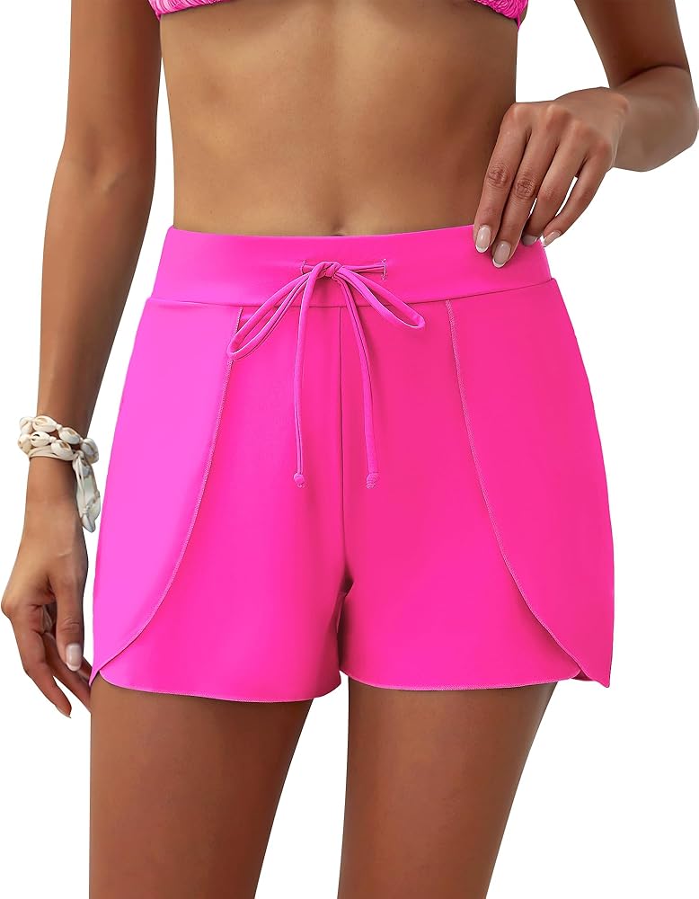 GRAPENT Womens Swim Shorts Bathing Suit Bottoms for Women Board Shorts Drawstring Tulip Swimwear Beach Clothes