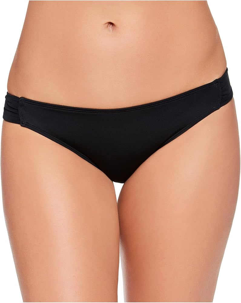 Black Juniors' Solid Side-Tab Hipster Bikini Swim Bottom, US X-Small