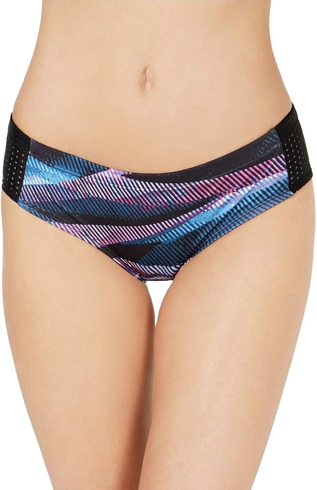 Nike Women's Line Up Printed Hipster Bikini Bottoms X-Large Laser Fuschia Pink Blue