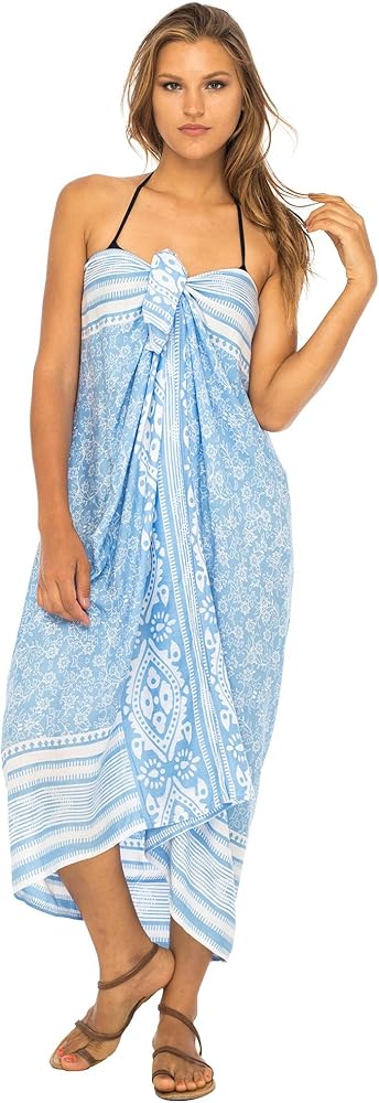 Back From Bali Womens Beach Dress Sarong Bikini Swimsuit Cover Up Wrap with Easy Built-in Ties