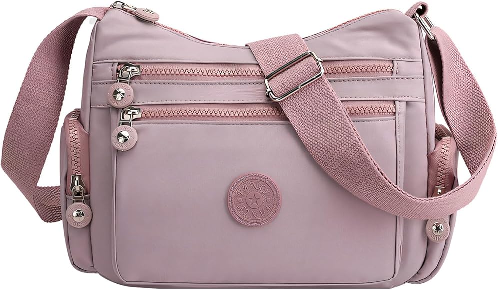 Shengxi Bolso Bandolera Mujer Impermeable Nailon Crossbody Bolso Múltiples Bolsillos Bolsos de Hombro Mediano Bolsa de Cuerpo Cruzado con Correa Ajustable para Escuela Viaje Trabaja