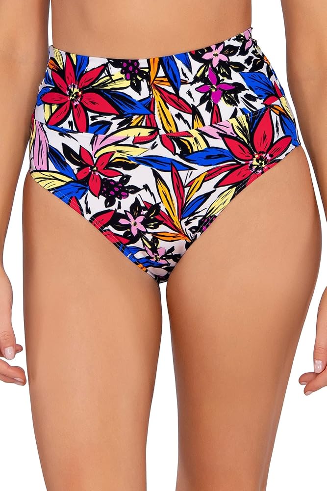 Sunsets Hannah High Waist Swim Bottom, Bold Blossom, X-Large