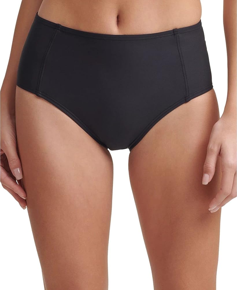 DKNY Womens Swimwear Medium Seamed High Waist Bikini Bottom Black M