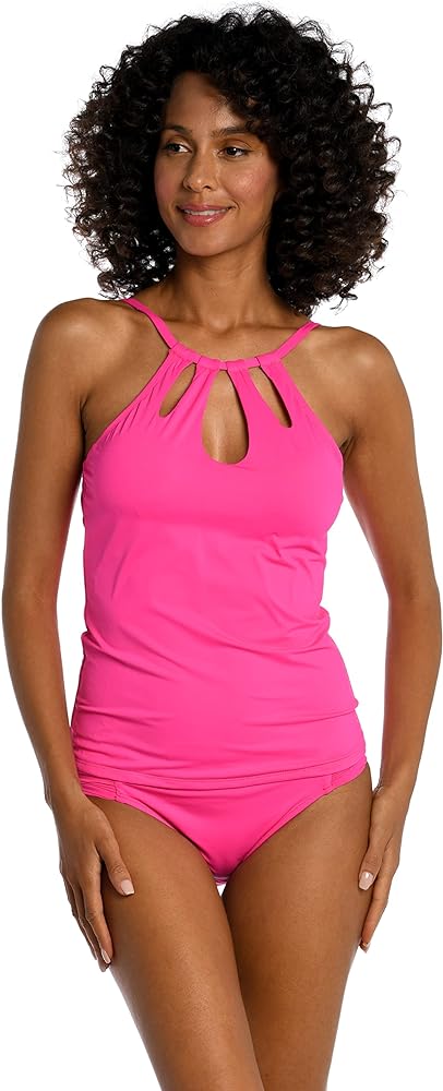 La Blanca Women's Island Goddess High Neck Keyhole Tankini Swimsuit Top