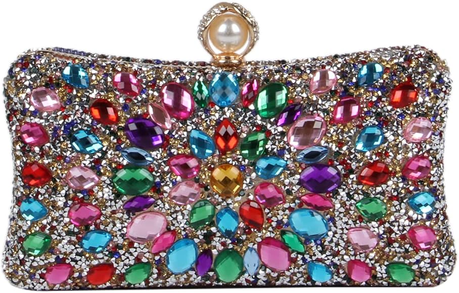 Freiesoldaten Mujeres Diamante de Imitación Bolso de Noche Multicolor Deslumbrante Cristal Bolso de Mano Fiesta Nupcial Boda Cóctel Bolso