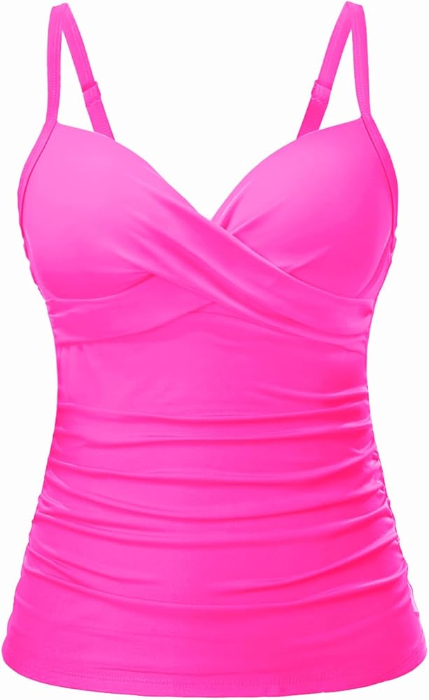 Tempt Me Women’s Underwire Tankini Top Tummy Control Swim Tops Only Twist Front Push Up Bathing Suit No Bottom