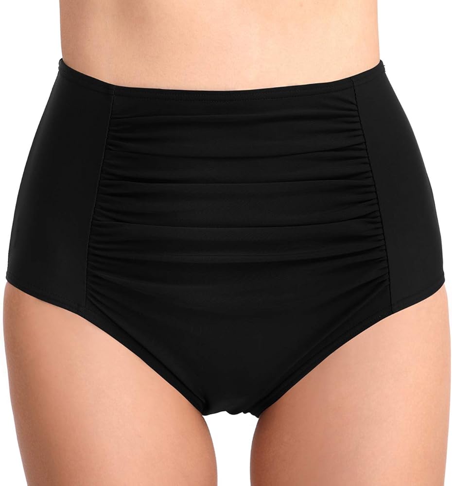 T1FE 1SFE Women High Waisted Bikini Bottoms Tummy Control Swimsuit Bottoms Ruched Full Coverage Swim Bottom High Rise