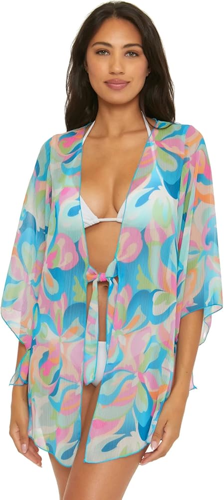 Becca Womens Plus Printed Polyester Cover-Up