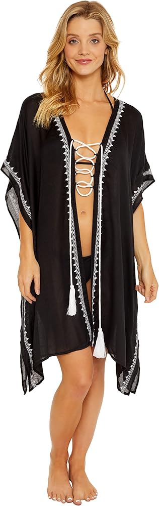 Women's Standard Bonita Kimono-Embroidery Detail, Bathing Suit Cover Ups