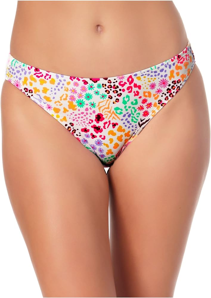 Juniors Hipster Scoop Bikini Swimsuit Bottoms Multi Medium White