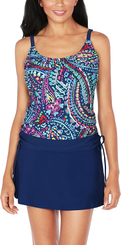 Caribbean Joe Women's Standard Side Tie Blouson Tankini