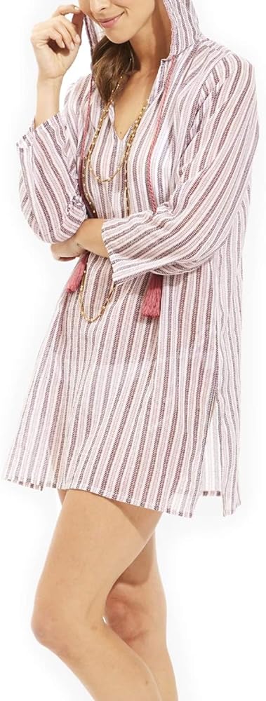 Women's Kif Stripes Hooded Kurta Small Rose