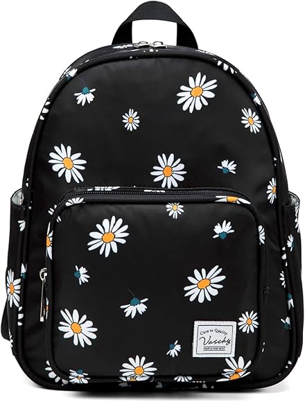 VASCHY Mochila Mujer Pequeña, Mochilas Escolar Niña Bolso Mochila Impermeable Bolso de Mano Casual Nylon Bolso de Hombro Mini Bolso Ordenador para Viaje Universidad Trabajo Compras, Margarita