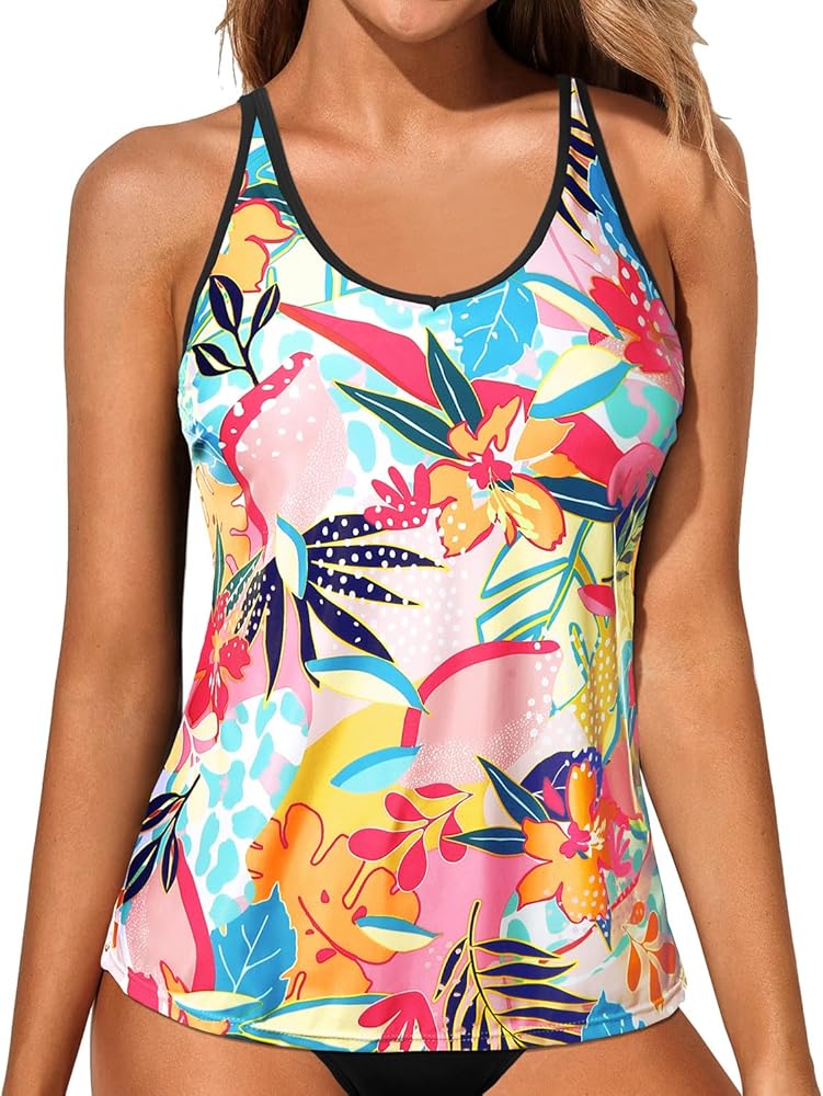 Yonique Womens Tankini Top Only Athletic Swim Top Modest Tankini Swimsuit No Bottom