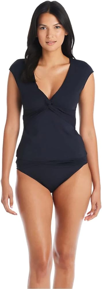 Bleu Rod Beattie Let's Get Twisted Cap Sleeve Tankini Top Black 8