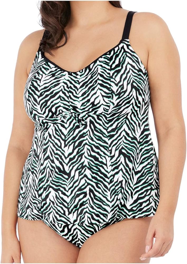 Elomi Womens Zulu Rhythm Moulded Adjustable Neckline Tankini, 18, Black