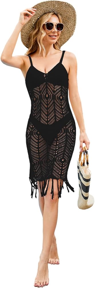 Anna-Kaci Women's Crochet Summer Swimsuit Dress Bikini Cover Up