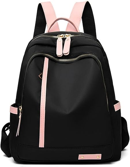 Mochila de Mujer Pequeña Casual, Bolso Antirrobo Impermeable, Tela Oxford, Negra Cuero Nylon Bag Bandolera Portátiles Messenger, para Viaje Diario Trabajo Gimnasio Deporte