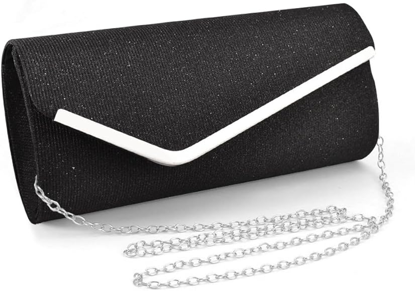 TOFBS Bolso Mujer Clutch Elegante Fiesta de Noche Brillante Monedero del Banquete Crossbody con Cadena Desmontable para Boda Banquete Vacaciones