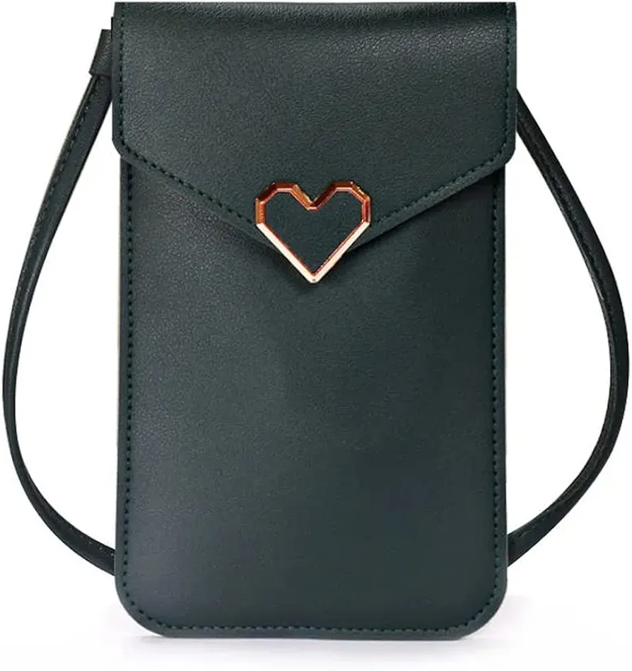 LEEQ Bolso Movil Mujer - Bolso Bandolera Móvil con Pantalla Táctil, Bolso Pequeño Bandolera para Damas Mujeres con Ranuras para Tarjeta y Correa Ajustable, Regalos para el Dia (negro)