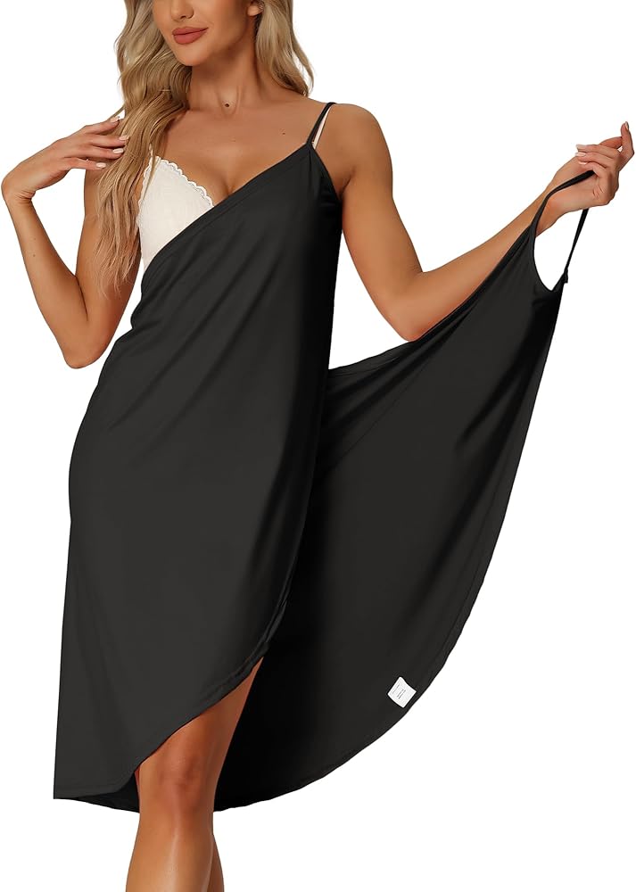 Womens Cover Ups Beach Seaside Summer Backless Spaghetti Strap Dress Sarongs Wrap Large Black