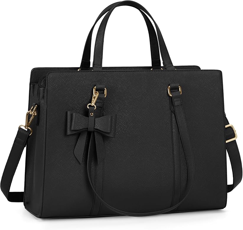 NEWHEY Bolso Muje Bolso Universidad Mujer Bolso Shopper Mujer Grande Ordenador Portátil 15.6 Pulgadas Impermeable BolsoTote Cuero PU Bolsos Negro