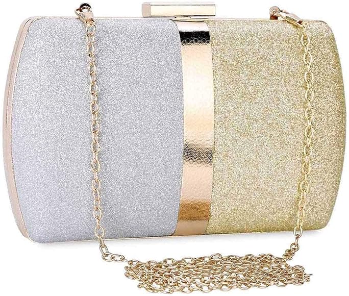 UBORSE Bolso de mano brillante para mujer, elegante bolso de noche con cuentas de diamante para fiesta, boda, baile, banquete, cóctel,