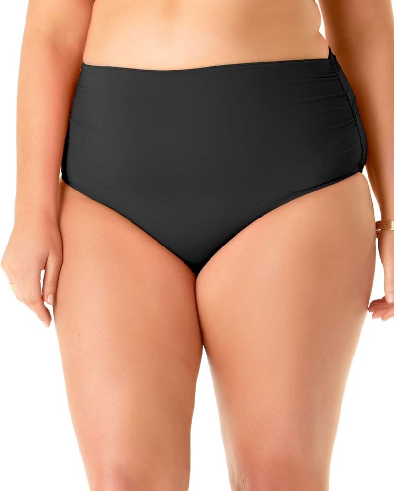 Anne Cole Plus Size High-Waist Shirred Bottoms