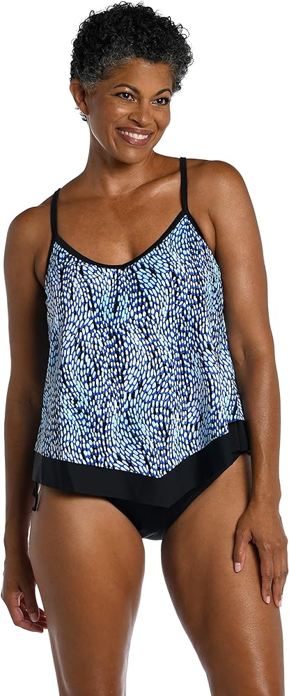 Maxine Of Hollywood Women's V-Neck Flutter Tankini Swimsuit Top