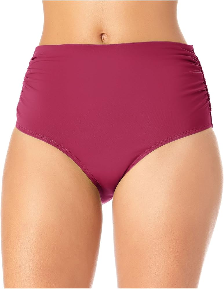 Anne Cole Womens Shirred Bikini Swim Bottom Separates Pink S