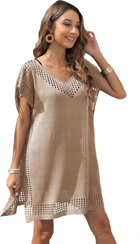 Women's Fashion Swimwear Crochet Tunic Cover Up/Beach Dress