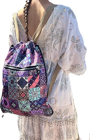 MIGURA Mochila Mujer Para Viaje Estilo Hippie Tamaño Mediano Ideal Perfecto Para Verano Dia a Dia Festivales Casual Varios Compartimentos Hombre Mujer Tela Impermeable Etnica Multicolor 2