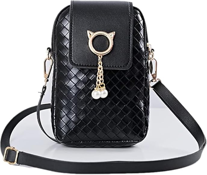 JJiaoLinin Bolso de Telefono Movil Mujer,Bolso Movil Mujer Bandolera Pequeños Cuero PU Cartera Cuero Bolso de Hombro Bolso Cruzado con Correa para Teléfono Celular Monedero Billetera Regalos Negro